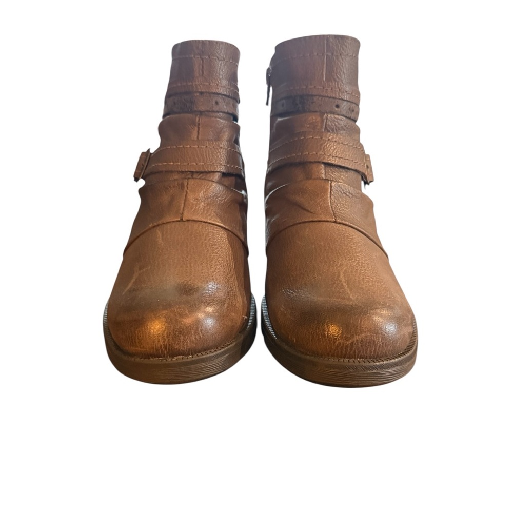 Earth Origins Brown Leather Moto Ankle Boots Women’s Size 9 Comfort Casual
